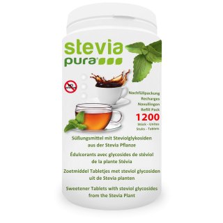 Stevia Sstofftabletten Nachfllpackung | Stevia Tabs | Stevia Tabletten + Spender | 1200