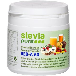Reines hochkonzentriertes Stevia Extrakt | Rebaudiosid A 60% - 50g | inkl. Dosierlffel