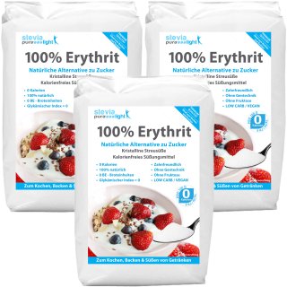 Erythrit | Erythritol Vegan | Kalorienfrei | Natrlicher Zuckerersatz | 3x1kg