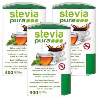 Stevia Sstofftabletten | Stevia Tabletten | Stevia Tabs im Spender | 3x300