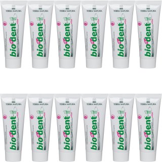 BioDent VITAL Zahncreme ohne Fluorid | Terra Natura Zahnpasta | 12 x 75ml