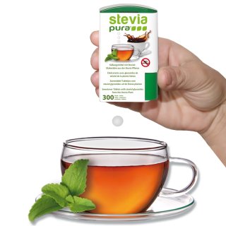 12x300 Stevia Comprimidos | Adoçante Stevia Doseador | Recarregável | Pastilhas de Stevia
