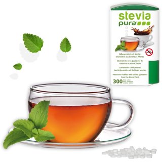 Stevia Tabletten | Stevia Tabs | Stevia Süßstofftabletten Nachfüllpackung | 3x1200 + 300 Spender