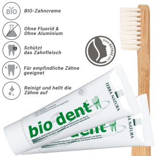 BioDent BASICS Zahncreme ohne Fluorid | Terra Natura Zahnpasta | 12 x 75ml