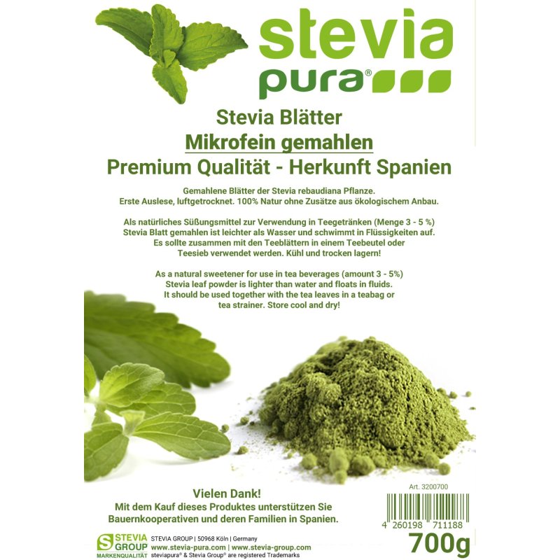 Poudre de Stévia Vert > 100% Naturel < Feuille de Stévia Moulue