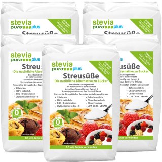 Streusüße | steviapuraPlus | der Zuckerersatz mit Erythrit und Stevia - 5x1kg