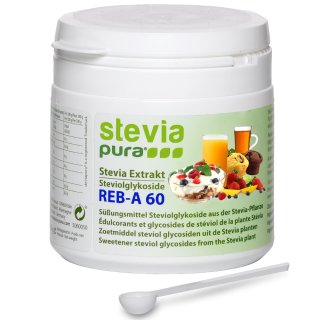 Extrait de stvia pur hautement concentr - 95% de glycosides de stviol - 60% de rbaudioside-A - 50g | incl. cuillre doseuse