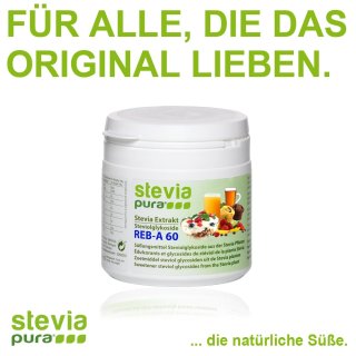 Extrato puro de estvia altamente concentrado - 95% de glicosdeos de esteviol - 60% de rebaudiosdeo-A - 50g | incl. colher de dosagem